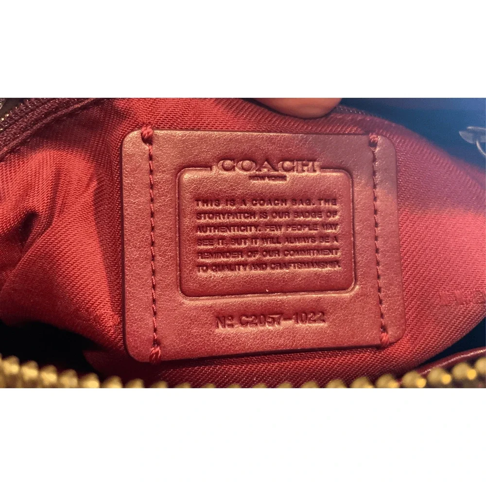 Coach Elise Red Pebbled Leather Bag Satchel Bag Colorblock